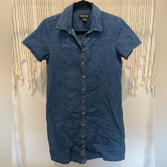 Style & Co. Dresses & Skirts - Vintage Style & Co. Petite Button-Down Short Denim Dress Size 10P